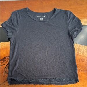 American Eagle Outfitters Gray Fitted Short Sleeve Tee